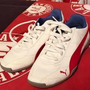 Puma Men's White, Red, and Blue Sneakers